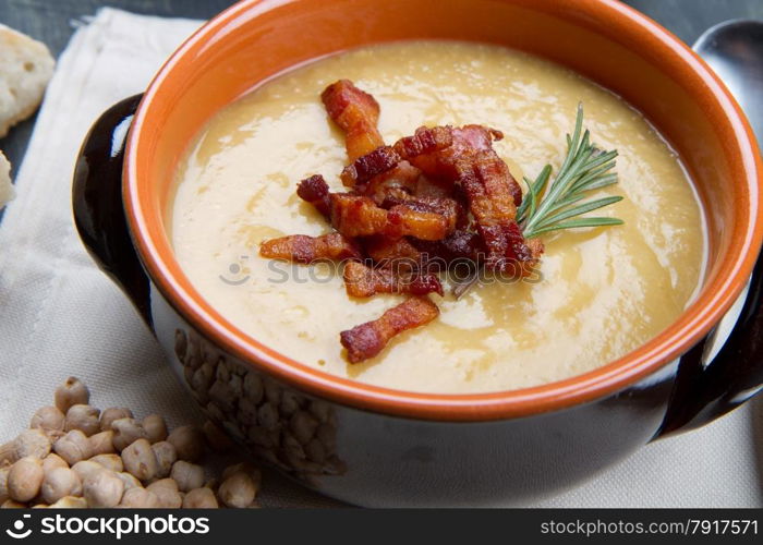 chickpeas soup on bowl