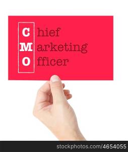 Chief Marketing Officer explained on a card held by a hand