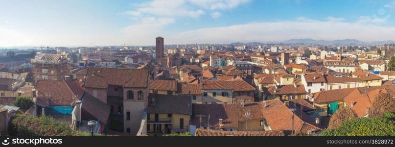 Chieri aerial view. Larege panoramic aerial view of the city of Chieri from the Chiesa di San Giorgio meaning St George church