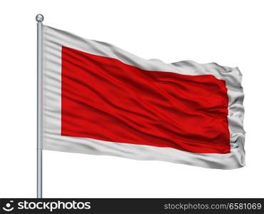 Chieti City Flag On Flagpole, Country Italy, Isolated On White Background. Chieti City Flag On Flagpole, Italy, Isolated On White Background