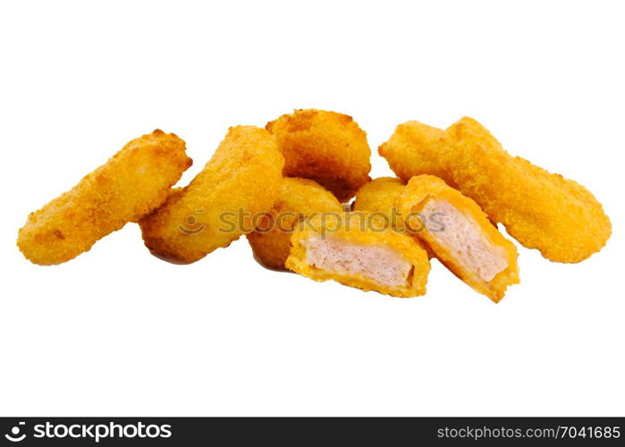 Chiken nuggets isolated on white