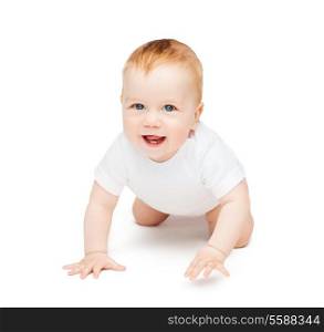 child and toddler concept - crawling smiling baby