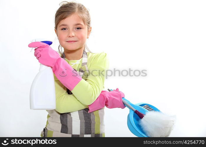 Child doing household chores