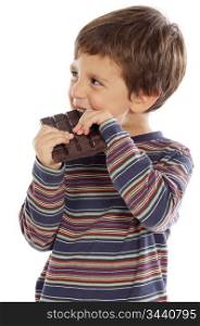 child eating chocolate a over white background