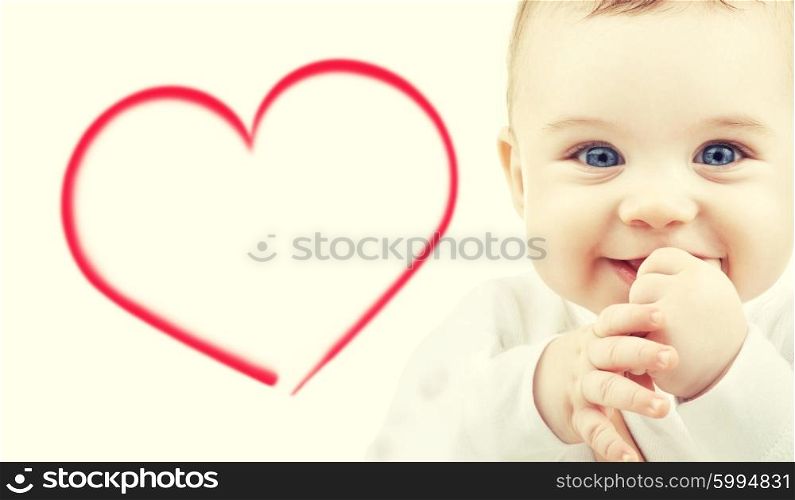 child, happiness and people concept - adorable baby