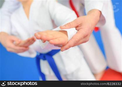 Child in a martial arts lesson