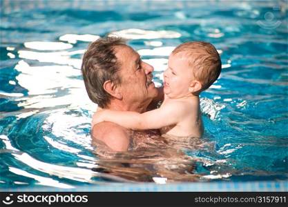 Child learning to swim