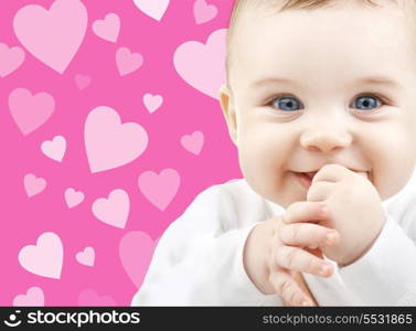 child, people and happiness concept - adorable baby