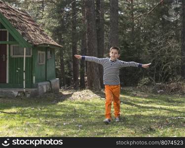 Child play in the forest.