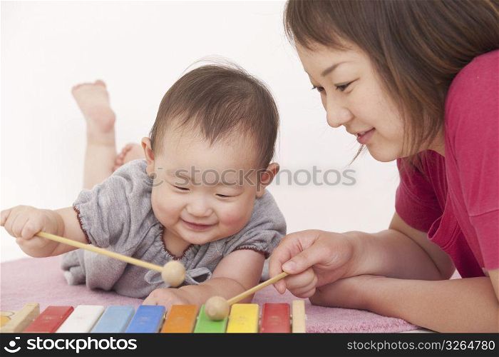 child playing instrument