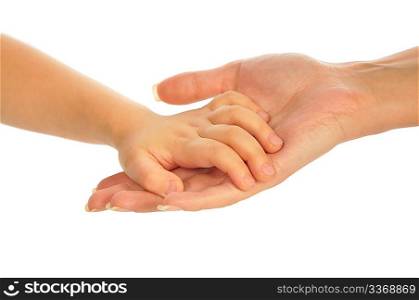 Child`s hand on mother`s hand