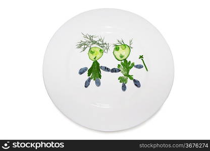 Child silhoutte from cucumber at plate 4154