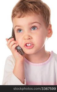 child speaks on cell phone