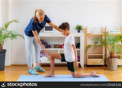 Child training with physical therapist.