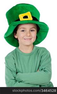 Child whit hat of Saint Patrick&acute;s Day celebration