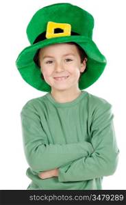 Child whit hat of Saint Patrick&acute;s Day celebration