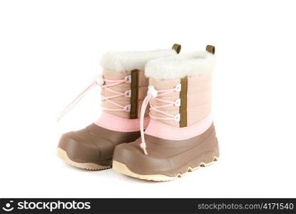 child winter boots on a white background