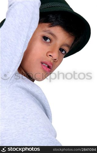 Child with black hat