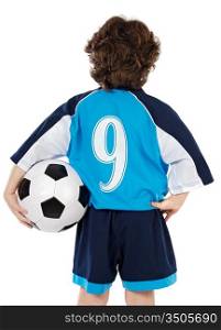 Child with soccer ball a over white background
