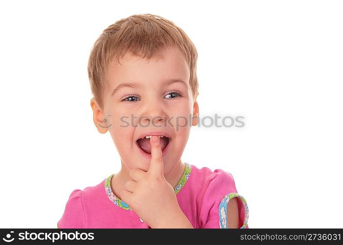 child with the finger in the mouth tooth