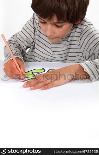 Child working on his homework
