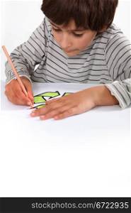 Child working on his homework