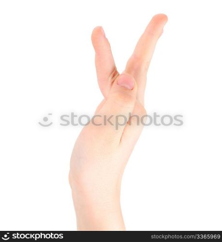 childish hand represents letter Y from alphabet