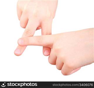 childish hands represents letter A from alphabet