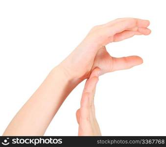 childish hands represents letter F from alphabet