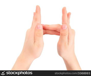 childish hands represents letter H from alphabet