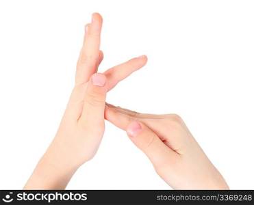 childish hands represents letter K from alphabet