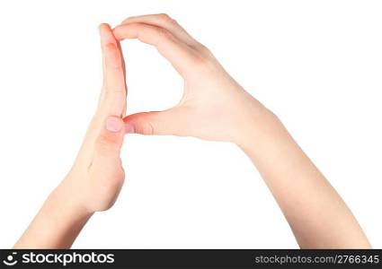 childish hands represents letter P from alphabet