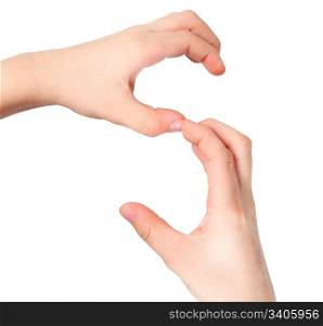 childish hands represents letter S from alphabet