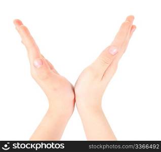 childish hands represents letter V from alphabet
