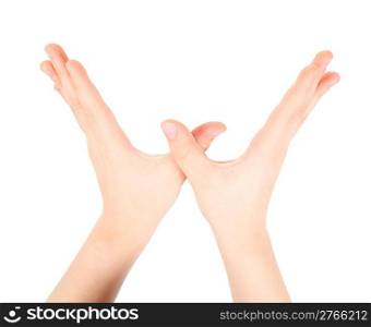 childish hands represents letter W from alphabet