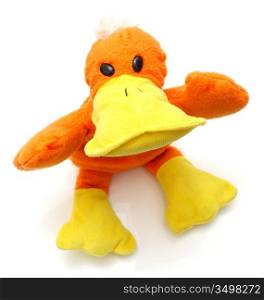 Children&acute;s bright beautiful soft toy for the child on a white background