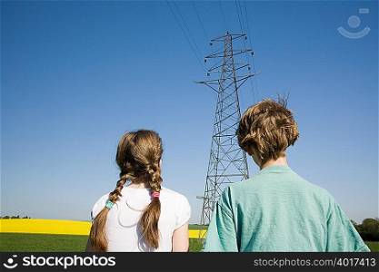 Children by pylon