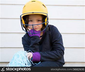 children cheerleading pom poms girl sad relaxed yelow baseball helmet