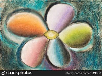 children drawing - flower with multicolored petals