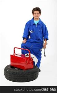 Children dressed as a mechanic