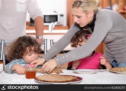 Children eating crepes