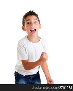 children excited kid epression with winner gesture screaming happy