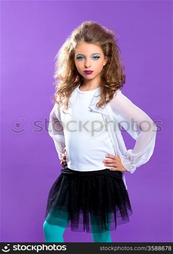 Children fashion makeup fashiondoll kid girl on purple