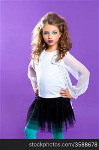 Children fashion makeup fashiondoll kid girl on purple