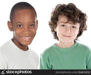 Children friends - a over white background -
