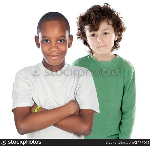 Children friends on a over white background