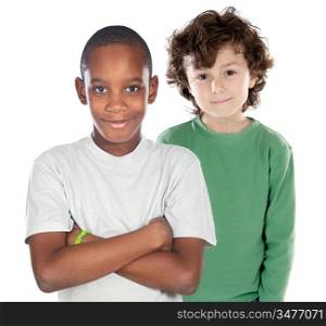 Children friends on a over white background