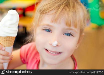 children girl happy with cone icecream smiling