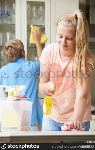 Children Helping to Clean House