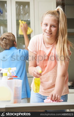 Children Helping to Clean House